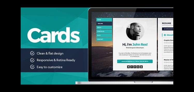 Item cover for download Cards - Resume & Portfolio WordPress Theme