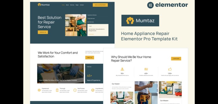 Item cover for download Mumtaz - Home Appliance Repair Elementor Pro Template Kit