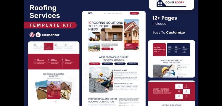Item cover for download Coverroofs - Roofing Services Elementor Template Kit
