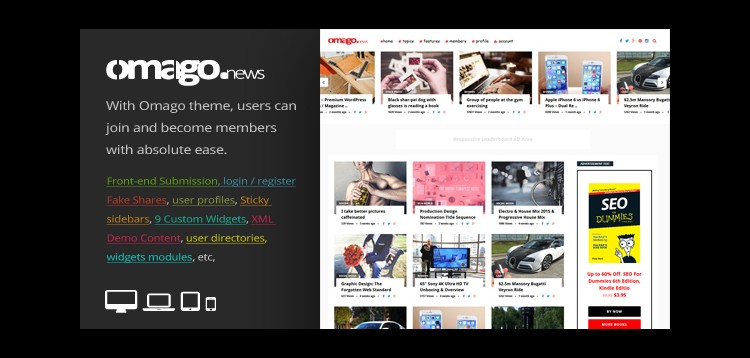 Item cover for download Omago News - User Profile Membership & Content Sharing Theme