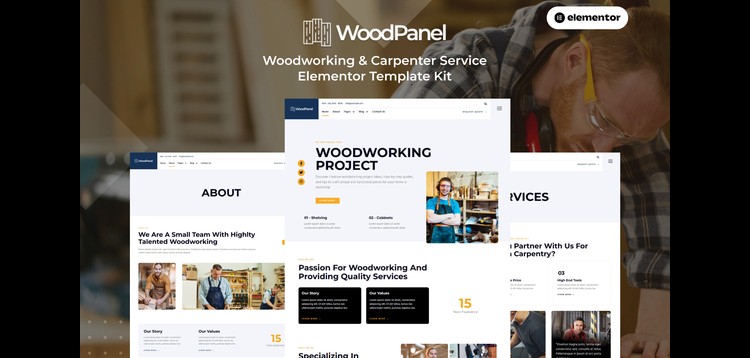 Item cover for download Woodpanel - Woodworking & Carpenter Service Elementor Pro Template Kit