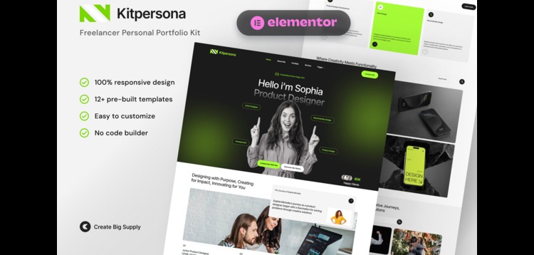 Item cover for download KitPersona - Freelancer Personal Portfolio Elementor Template Kit