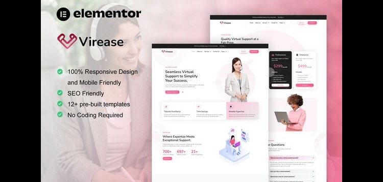 Item cover for download Virease - Virtual Assistant Service Elementor Pro Template Kit