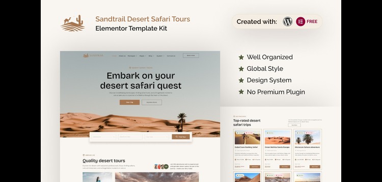 Item cover for download Sandtrail - Desert Safari Tours Elementor Template Kit