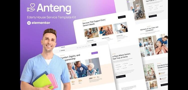 Item cover for download Anteng - Elderly House Service Elementor Kit Template