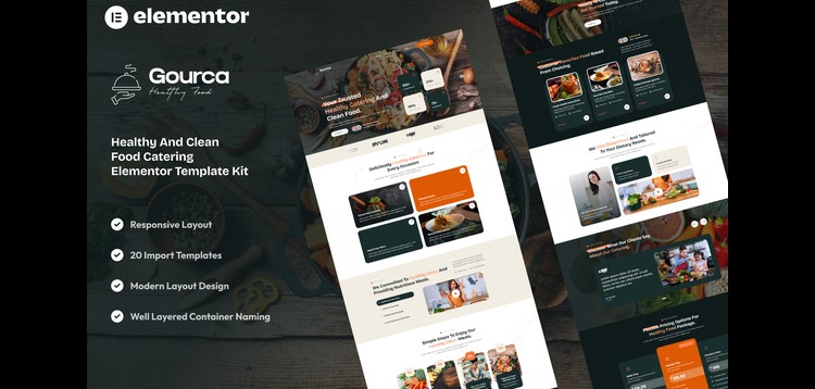 Item cover for download Gourca - Healthy & Clean Food Catering Elementor Template Kit