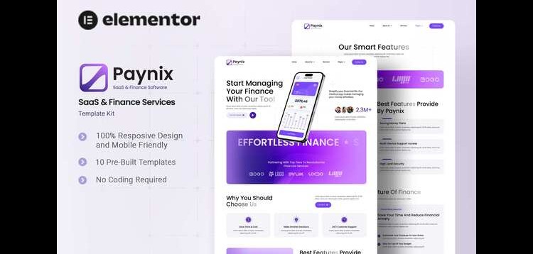 Item cover for download Paynix - SaaS & Finance Services Elementor Template Kit