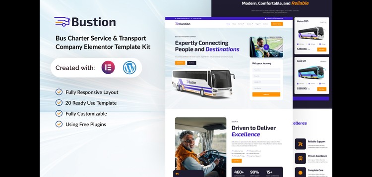 Item cover for download Bustion - Bus Charter Service & Transport Company Elementor Template Kit