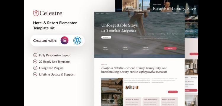 Item cover for download Celestre - Hotel & Resort Elementor Template Kit