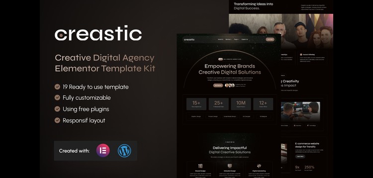 Item cover for download Creastic - Creative Digital Agency Elementor Template Kit