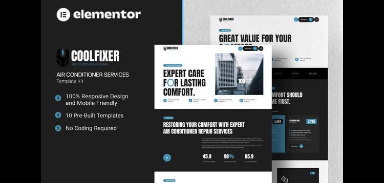 Item cover for download Coolfixer - Air Conditioner Services Elementor Template Kit