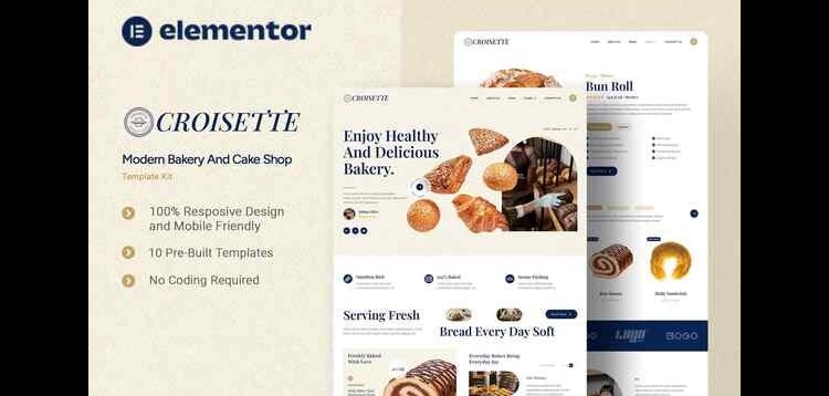 Item cover for download Croisette - Modern Bakery and Cake Shop Elementor Template Kit