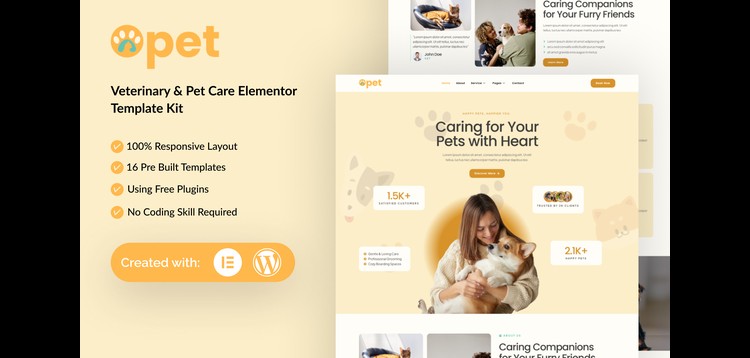 Item cover for download Opet - Veterinary & Pet Care Elementor Template Kit