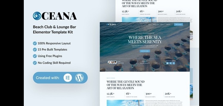 Item cover for download Oceana - Beach Club Lounge Bar & Resort Elementor Template Kit