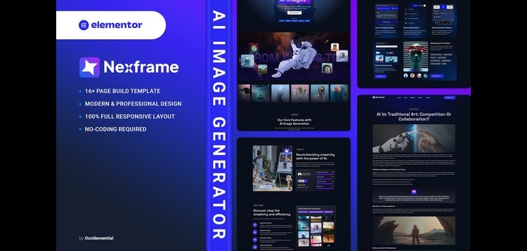Item cover for download Nexframe - AI Image Generator Elementor Template Kit
