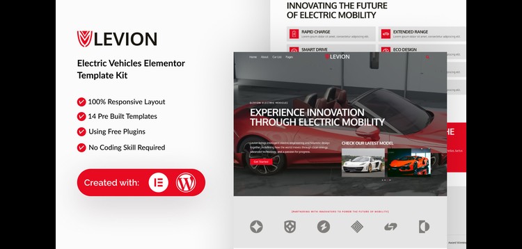 Item cover for download Levion - Electric Vehicle Elementor Template Kit