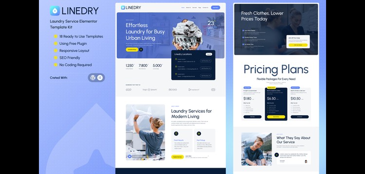 Item cover for download Linedry - Laundry Service Elementor Template Kit