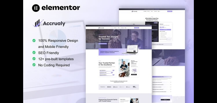 Item cover for download Accrualy - Tax Advisor & Financial Consulting Elementor Pro Template Kit