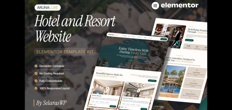 Item cover for download ArunaLuxe - Hotel & Resort Elementor Template Kit