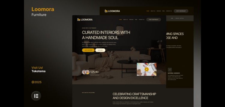 Item cover for download Loomora - Dark Handmade Furniture & Interior Design Website Elementor Template Kit