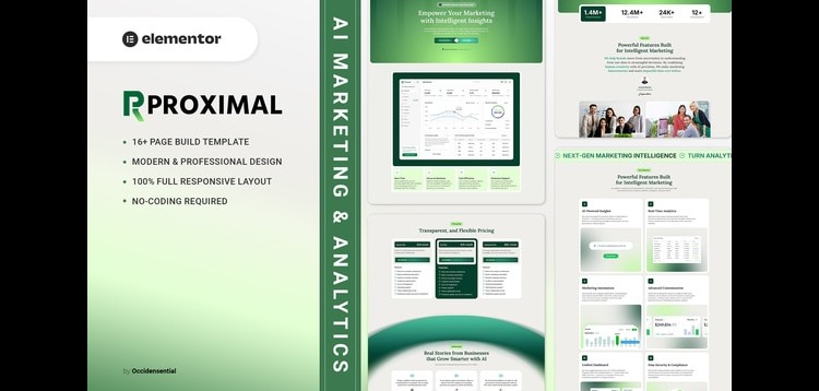 Item cover for download Proximal - AI Marketing & Analytics Elementor Template Kit