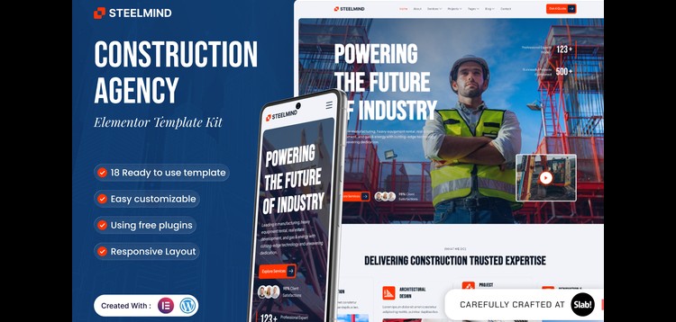 Item cover for download Steelmind - Construction Agency Elementor Template Kit