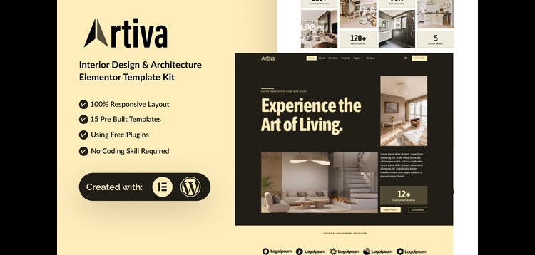 Item cover for download Artiva - Interior Design & Architecture Elementor Template Kit