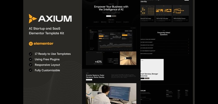 Item cover for download Axium - AI Startup & SaaS Elementor Template Kit