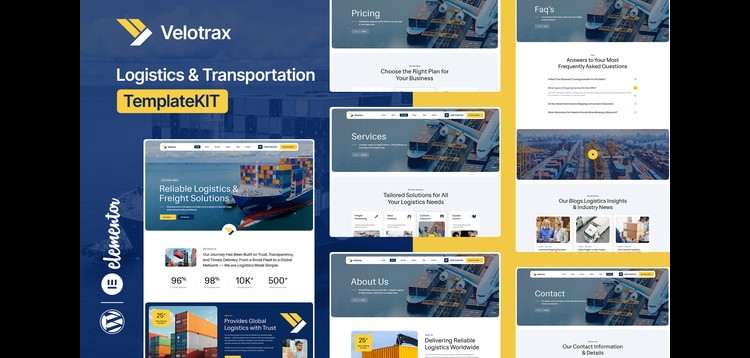 Item cover for download Velotrax - Logistics & Transportation Elementor Template Kit