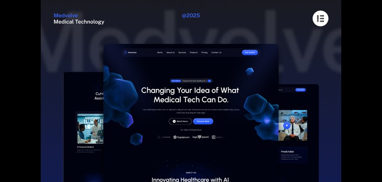 Item cover for download Medvolve - Dark Medical Assistive Technology Website Elementor Template Kits