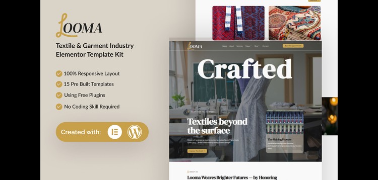 Item cover for download Looma - Textile Garment Industry Elementor Template Kit