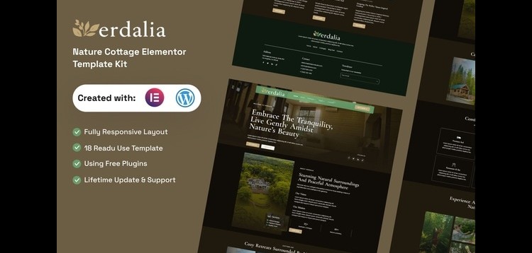Item cover for download Verdalia - Nature Cottage Elementor Template Kit