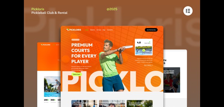 Item cover for download Pickloris - Pickleball Club & Rental Court Website Elementor Template Kit