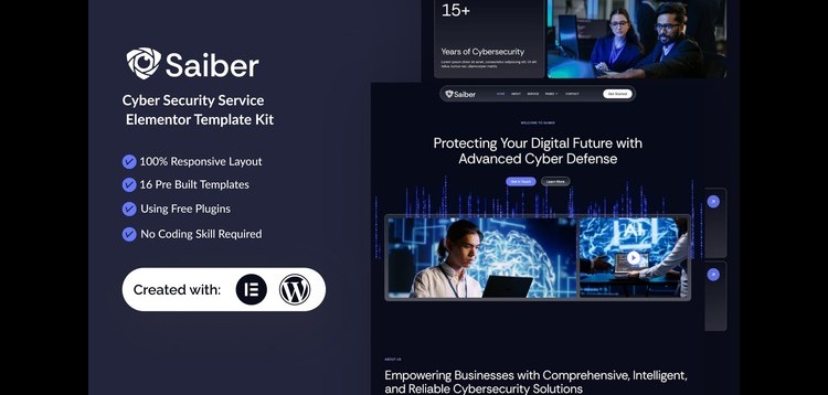 Item cover for download Saiber - Cyber Security Service Elementor Template Kit