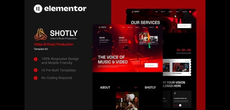 Item cover for download Shotly - Video & Music Production Elementor Template Kit