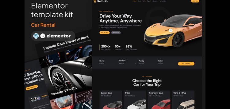 Item cover for download GetnGo - Car Rental Elementor Template Kit