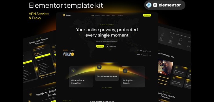 Item cover for download Vepien - VPN Service & Proxy Elementor Template kit