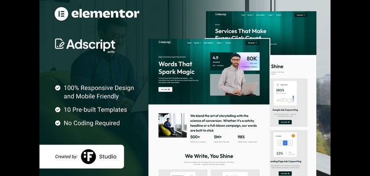 Item cover for download Adscript – Digital Copywriting & Advertising Elementor Template Kit