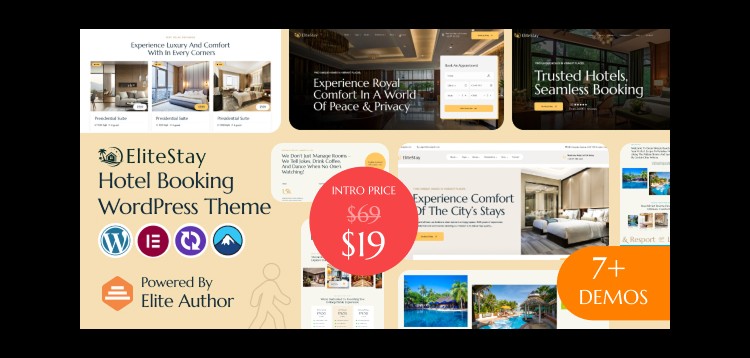 Item cover for download EliteStay - Hotel Booking WordPress Theme