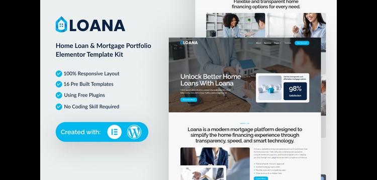 Item cover for download Loana - Home Loan & Mortgage Elementor Template Kit
