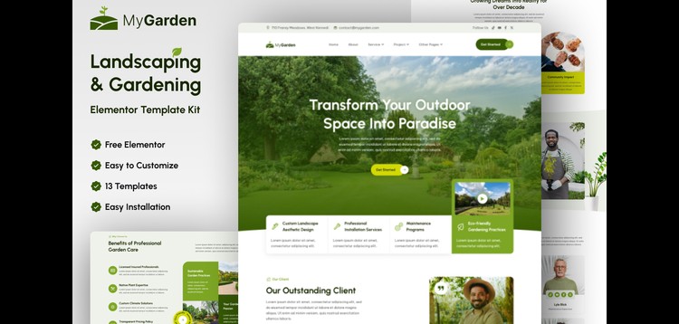 Item cover for download MyGarden - Landscaping & Gardening Elementor Template Kit
