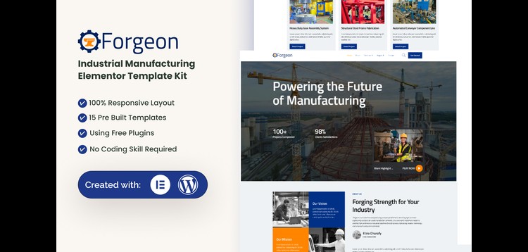 Item cover for download Forgeon - Industrial & Manufacturing Elementor Template Kit