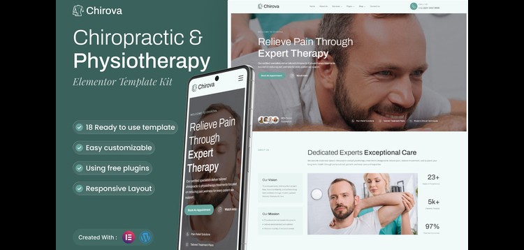 Item cover for download Chirova - Chiropractic & Physiotherapy Elementor Template Kit