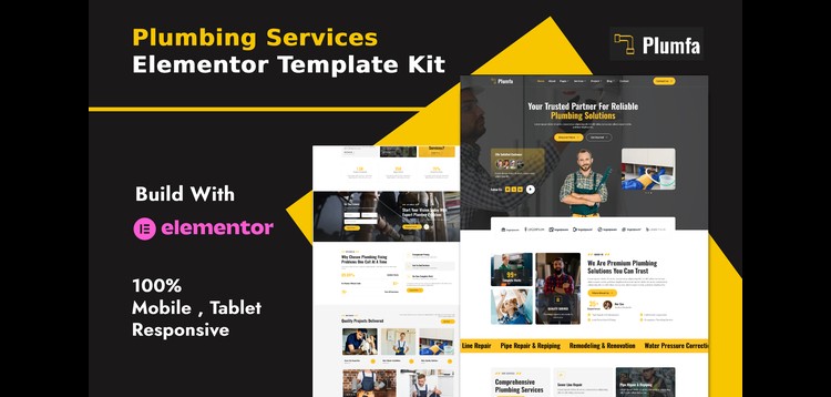 Item cover for download Plumfa - Plumbing and Plumber Services Elementor Template Kit