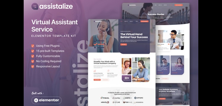Item cover for download Assistalize - Virtual Assistant Elementor Template Kit