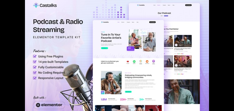 Item cover for download Castalks - Podcast & Radio Streaming Elementor Template Kit
