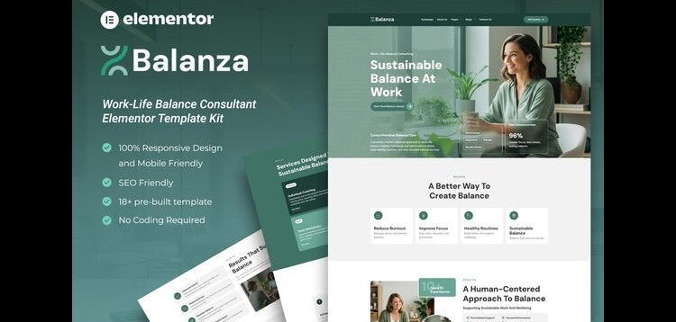 Item cover for download Balanza – Work-Life Balance Consultant Elementor Template Kit