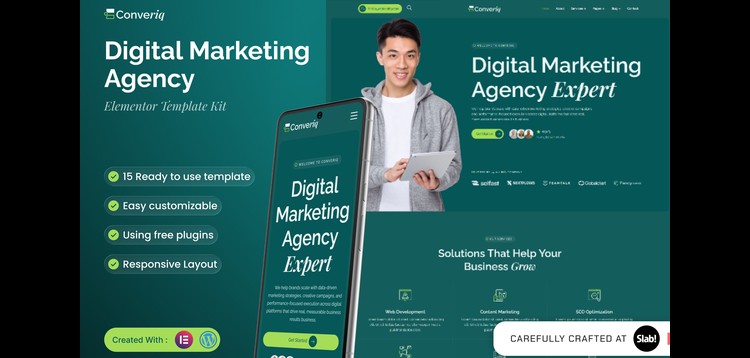 Item cover for download Converiq - Digital Marketing Agency Elementor Template Kit