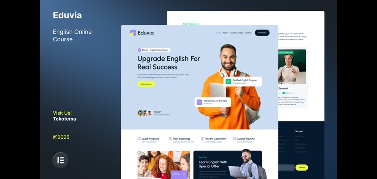Item cover for download Eduvia - English Online Course Website Elementor Template Kit