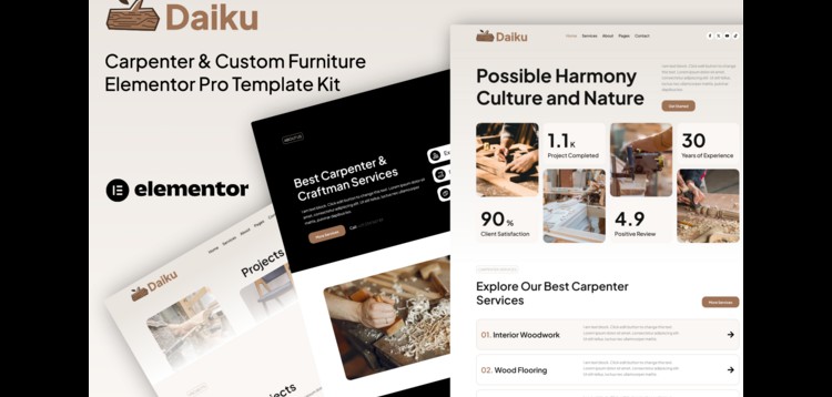 Item cover for download Daiku - Carpenter & Custom Furniture Elementor Pro Template Kit
